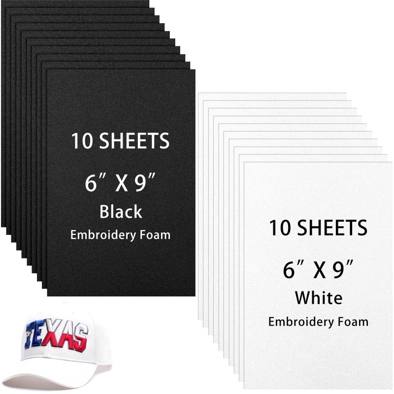 Innconee 20 Pcs 3mm Embroidery Foam 6 x 9 Inch EVA Foam Sheets for 3D Embroidery Arts and Crafts  DIY Projects  Hand Sewing  Quilting  Hats  Cosplay Costumes  Pillows(White  Black) - Image 1